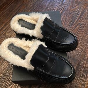 Freda Salvador Temi Shearling Penny Loafer Mule